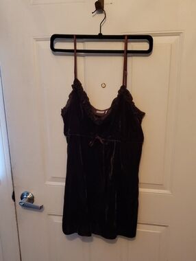 No Boundaries Velvet Ruffle Top - Warm Fudge